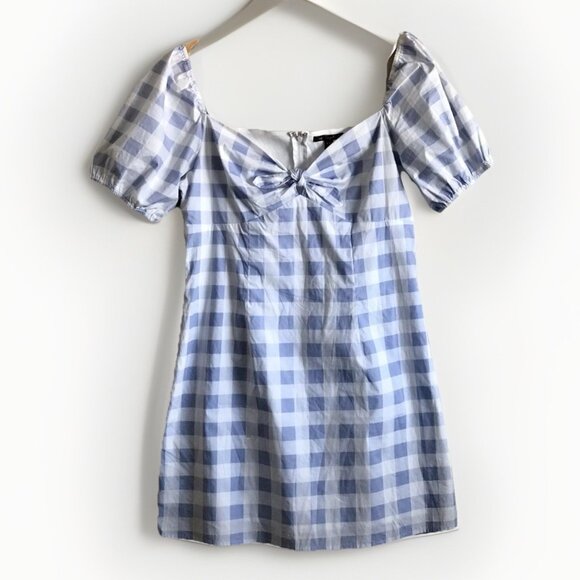 City Triangles Blue White Gingham Dress Puff Sleeve Mini Plus Size‎ 2XL - Picture 3 of 10